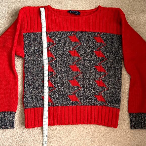 Guo For You Vintage 90s Grandpa style Blend Wool Red Sweater Size S - Picture 6 of 10